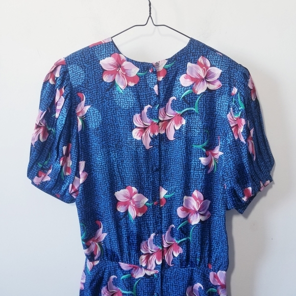 Vintage 100% Silk Maggy London Floral Dress - Picture 4 of 5